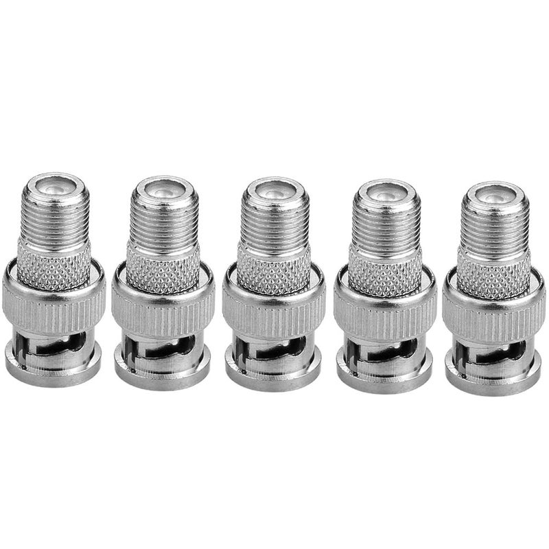Eightnoo BNC Male Plug to F Female Jack Adapter Coax Connector Coupler adapters CCTV Camera (Pack of 5) - Image 1